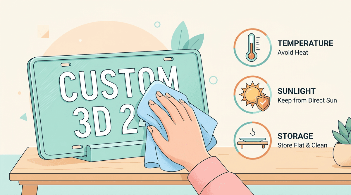 Person gently cleaning a custom 3D printed number plate with a soft cloth