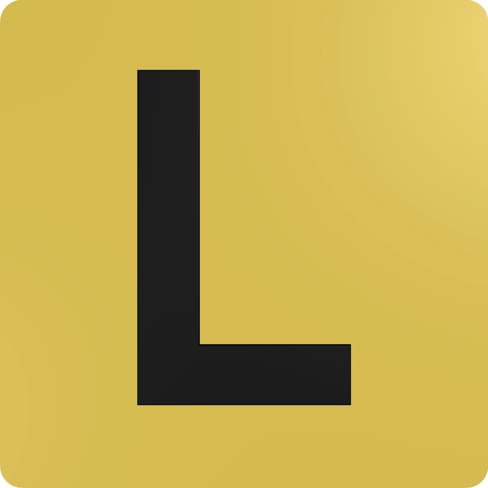Yellow L plate with black raised text