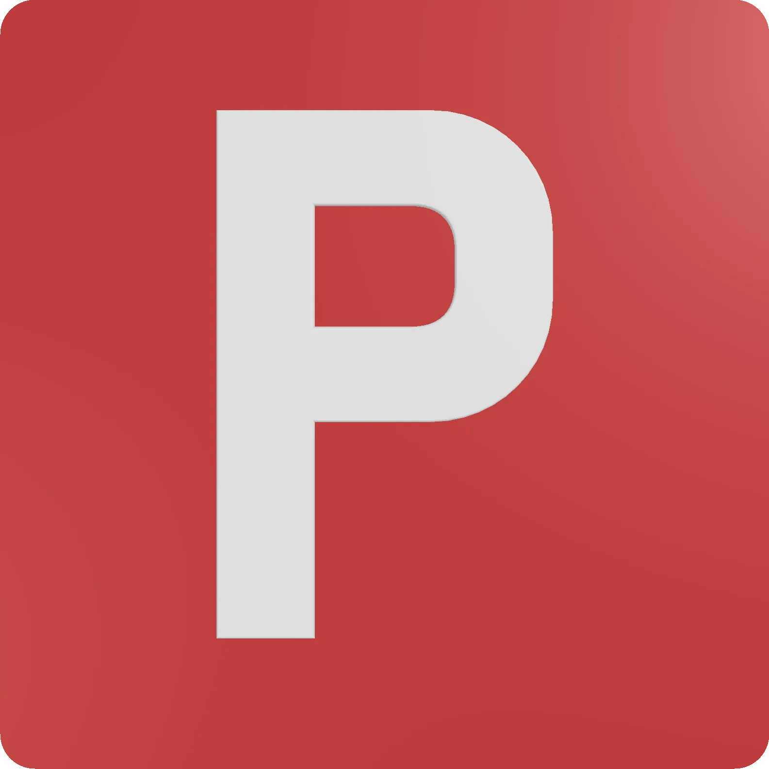 Red P plate with white raised text